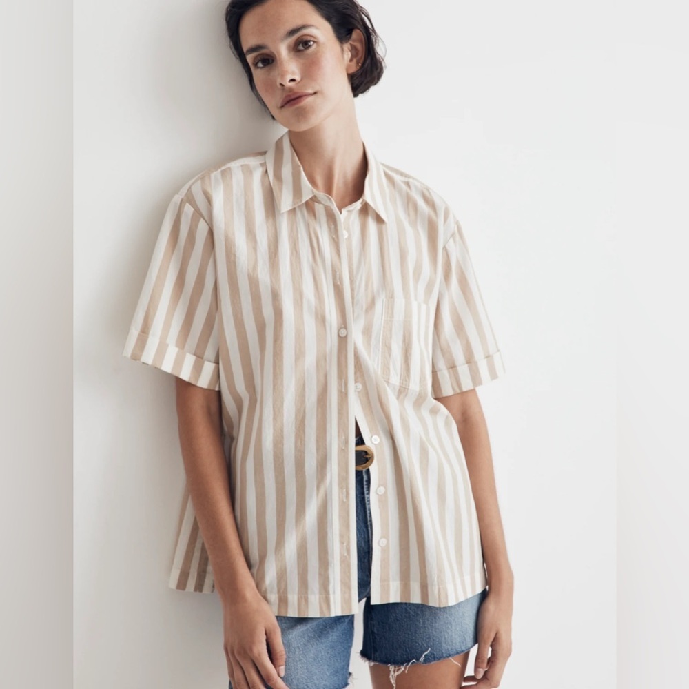 Madewell Signature Poplin Short-Sleeve Button-Down Shirt - Size Xxs